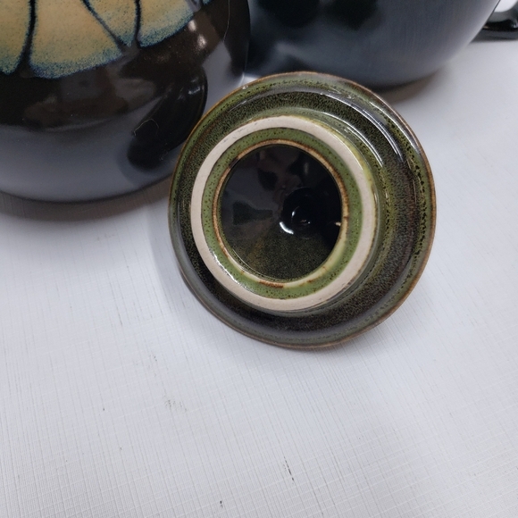 Tannex Stoneware Creamer  Sugar Bowl Brown Green Tan - Picture 8 of 12